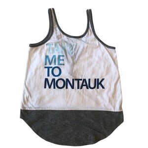 Chaser Take me to Montauk white tank low back t shirt size small